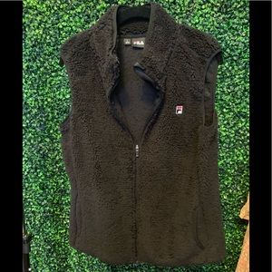Fila Vest, black furry vest